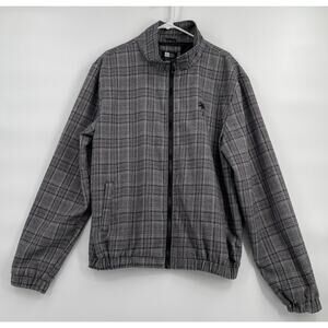 LIRA CRTV/SCTY Full Zip‎ Jacket Men's Size Large Black/Gray Plaid L/S Palm Tree